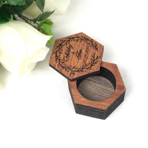 Custom Wooden Ring box with swivel lid for wedding, engagement, proposal, gift for couple, birthday, special occasion, alternative ring box