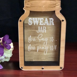 Custom Personalize Wooden Mason Jar Swear Jar| Aventure Awaits | Honeymoon | Saving Funds Bank Coin Birthday gift, Home Decor