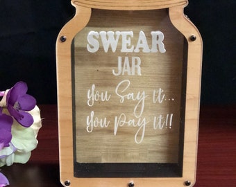 Custom Personalize Wooden Mason Jar Swear Jar| Aventure Awaits | Honeymoon | Saving Funds Bank Coin Birthday gift, Home Decor
