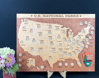 Wooden US National Park 56 States Quarter Map, Quarter Coin Display, Coin Collection, Collectors, States Quarter Map, Wall Decor