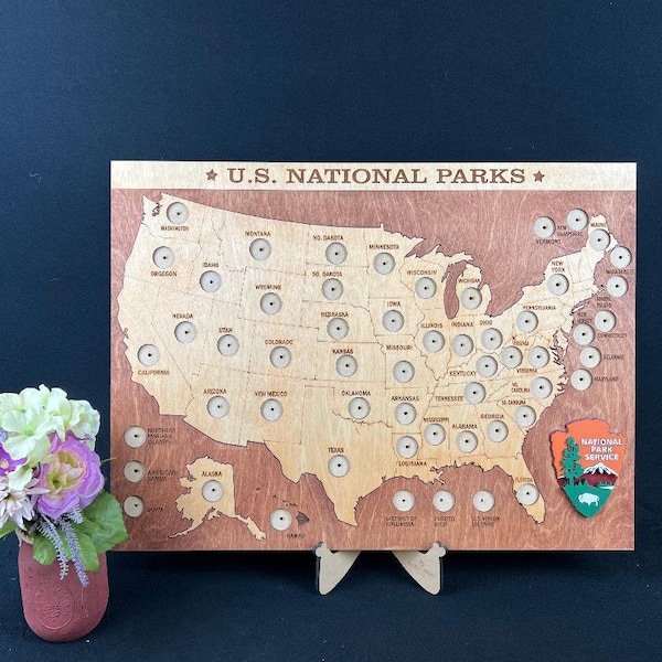 Wooden US National Park 56 States Quarter Map, Quarter Coin Display, Coin Collection, Collectors, States Quarter Map, Wall Decor