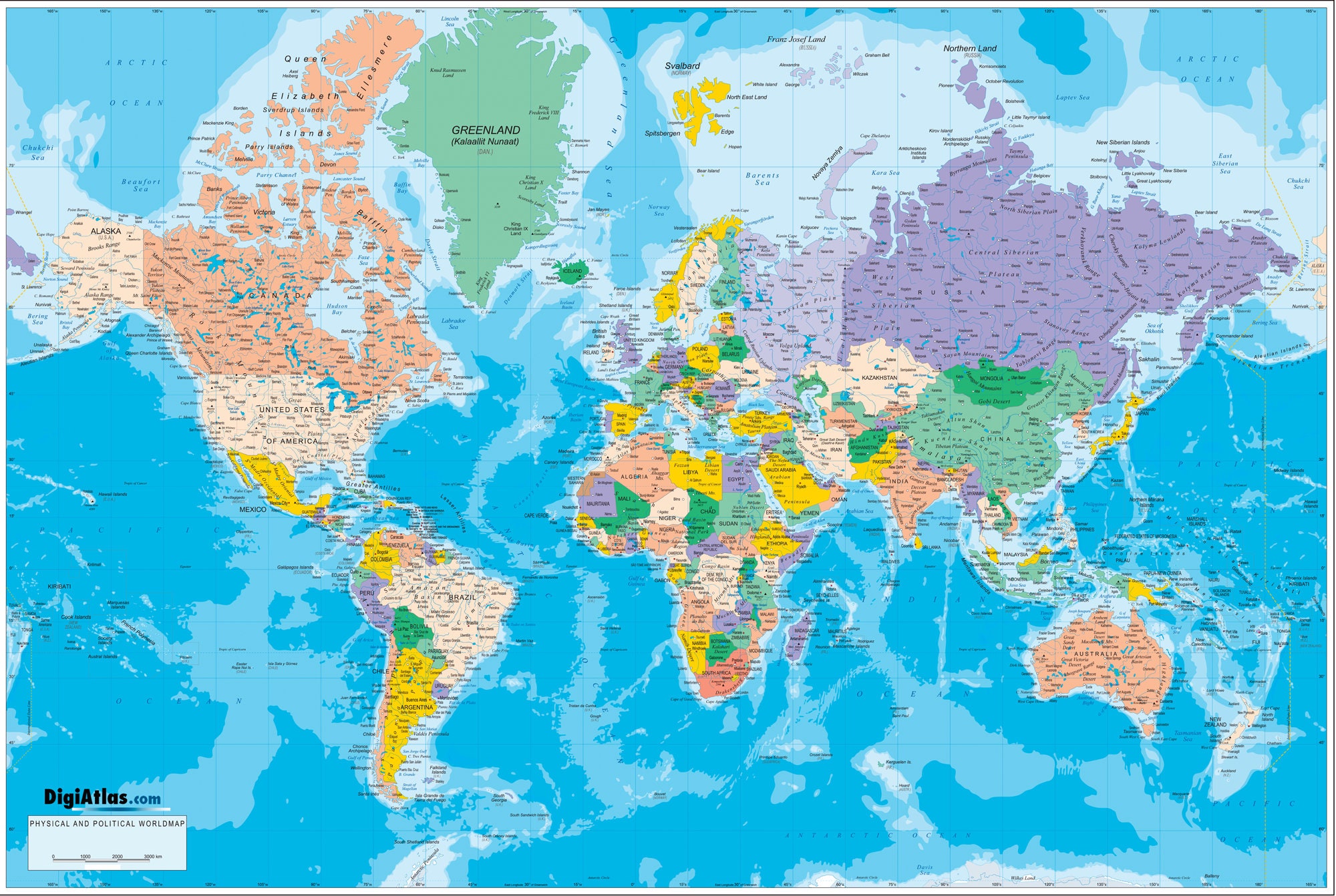 Большая мировая карта. Мировая карта HD.