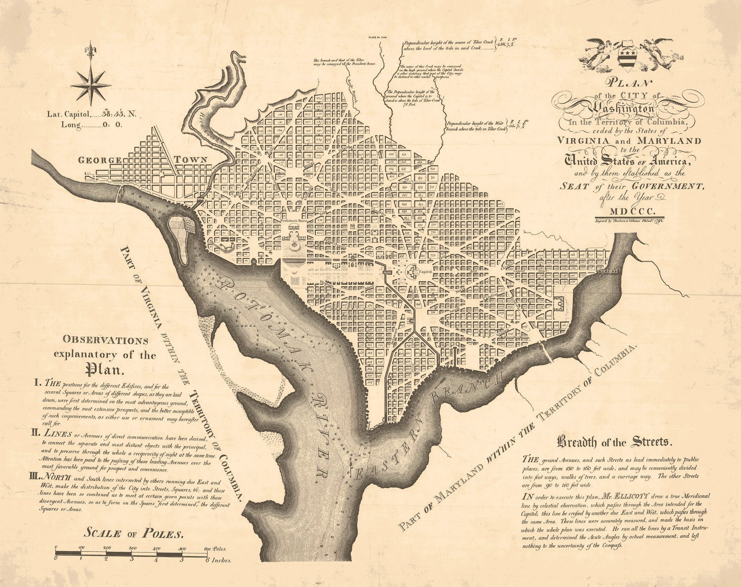 Washington DC Original City Plan on Canvas Etsy