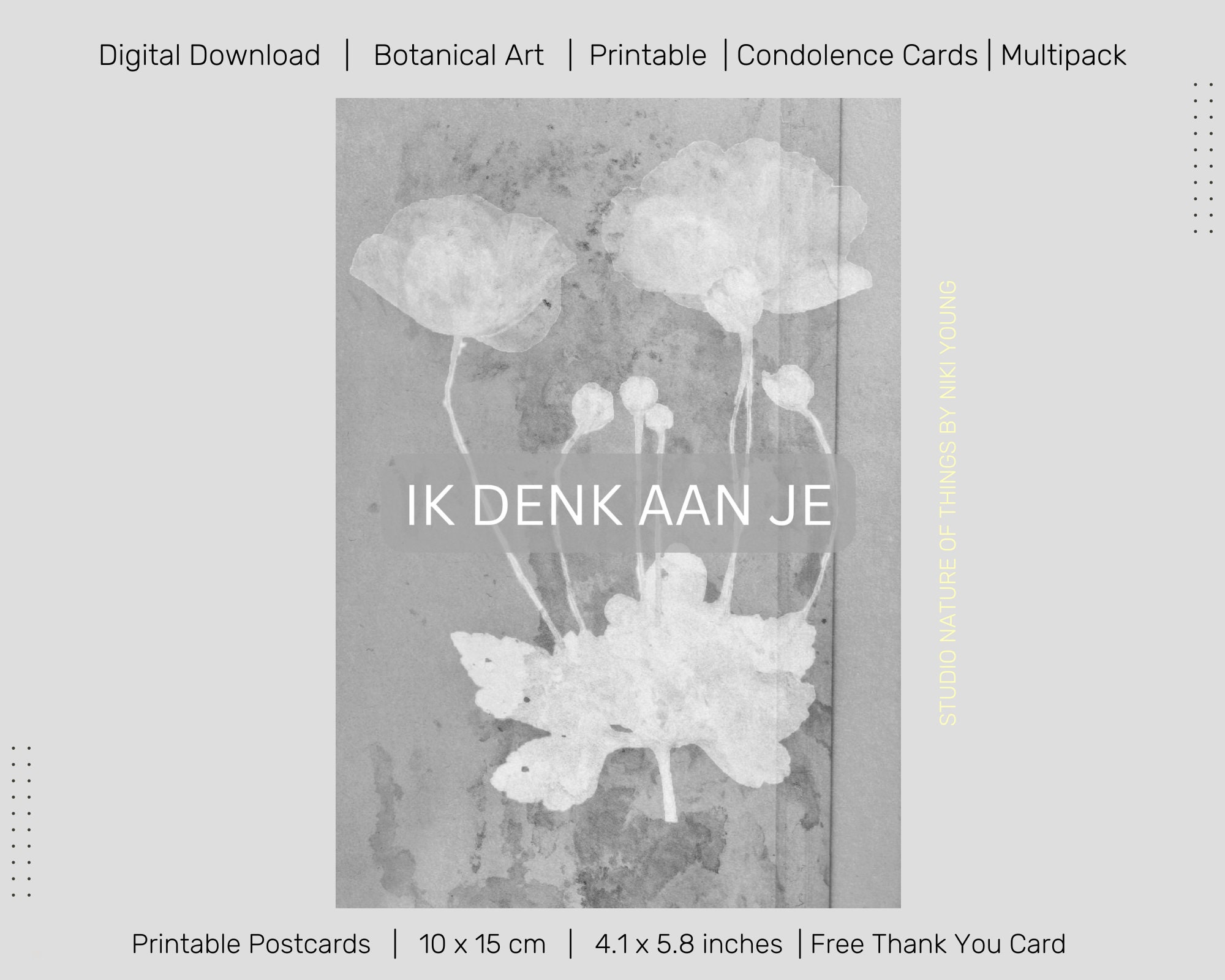Downloadable Rouwkaart, Bloemenkaart, Uitvaart Kaart, Condoleance Kaart