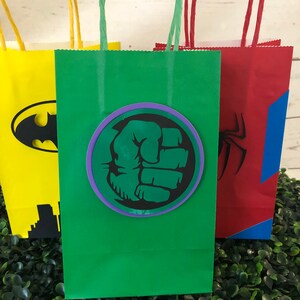 Custom Superhero gift bags, avengers goodie bags, avengers gift bag, avengers favor bags, superhero treat bag, superhero favor bags