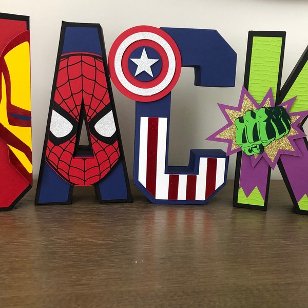 Custom Avengers 3D Letters , Avengers Letters, superhero decor, Spiderman letter, avengers birthday decor, avengers bedroom decor