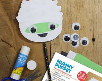 Mummy Puppet Craft Herunterladbare Vorlage