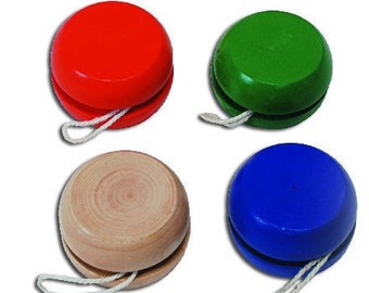 Bright Colored Wooden Yo-Yos, Ready-to-Decorate - Pack of 12