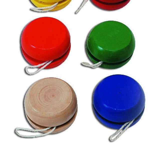 Bright Colored Wooden Yo-Yos, Ready-to-Decorate - Pack of 12