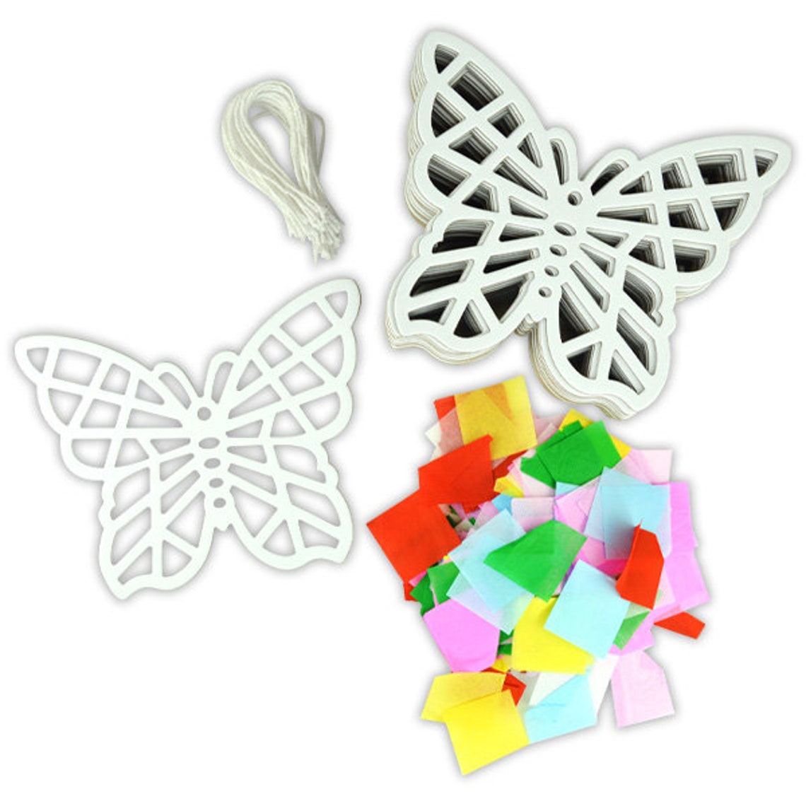 DIY Suncatcher Butterfly Craft With Tissue Paper and String Pack of 24