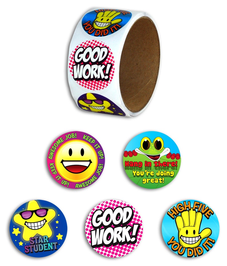 Roll of 100 Assorted Encouraging Stickers - Etsy