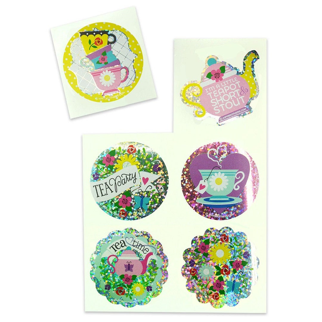 Assorted Tea Party Floral Sparkle Sticker Sheet Pack - 102 Stickers - Etsy