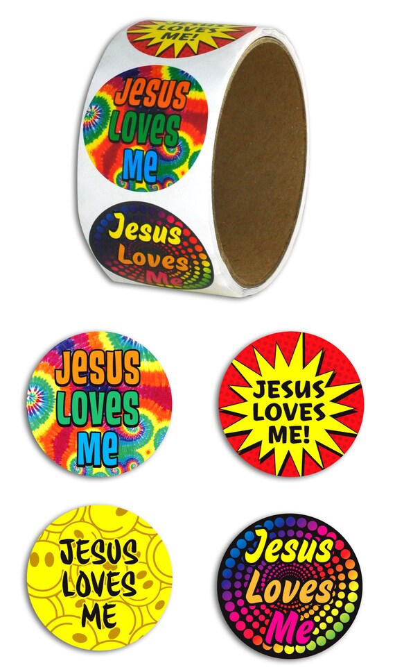 Roll of 100 Assorted jesus Loves Me Stickers Etsy