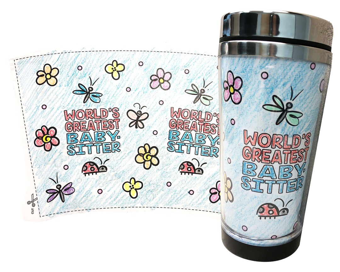 Babysitter Gift DIY Travel Mug Insert Template Etsy