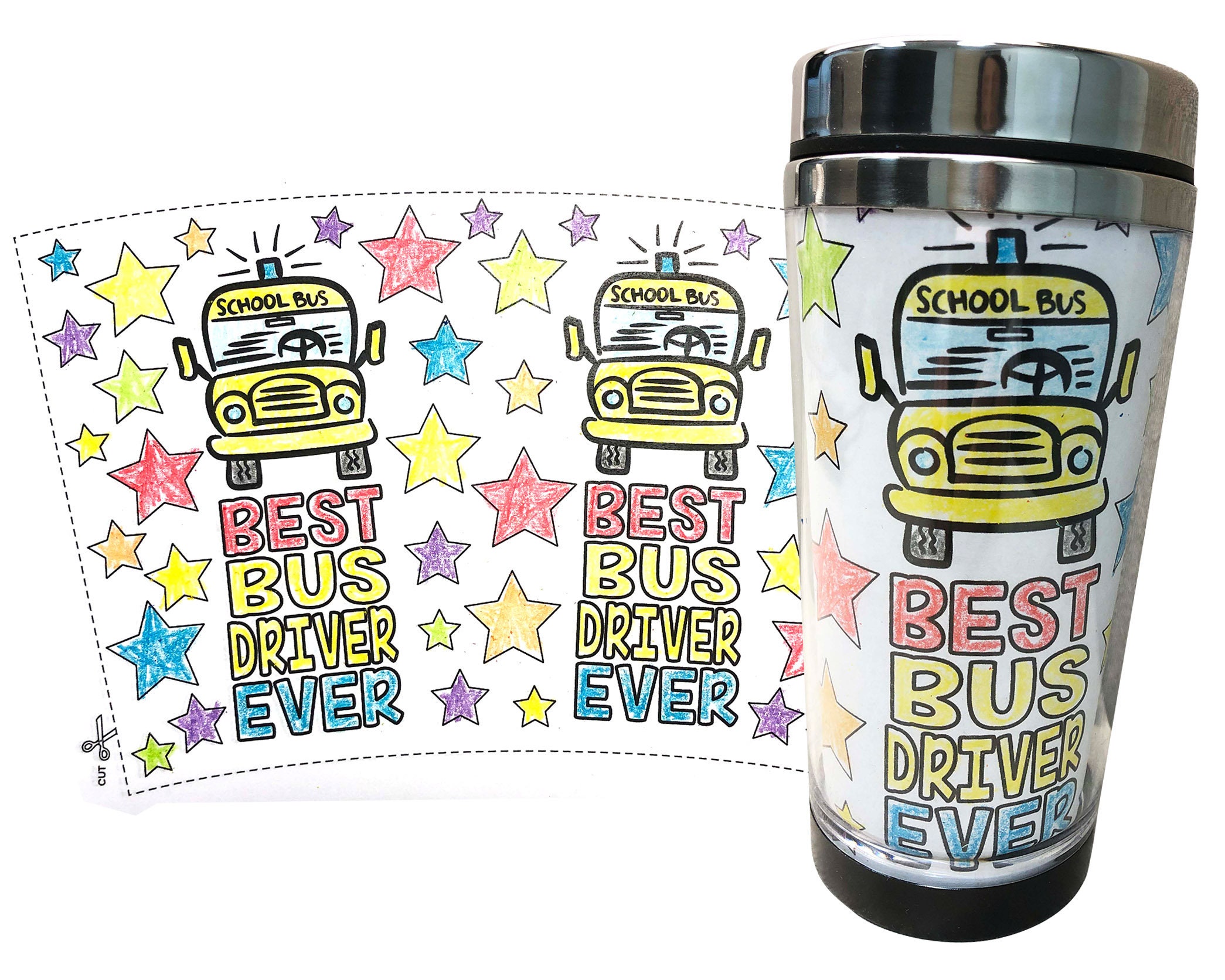 Bus Driver Gift DIY Travel Mug Insert Template Etsy