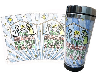 Religious Christmas DIY Travel Mug Insert Template