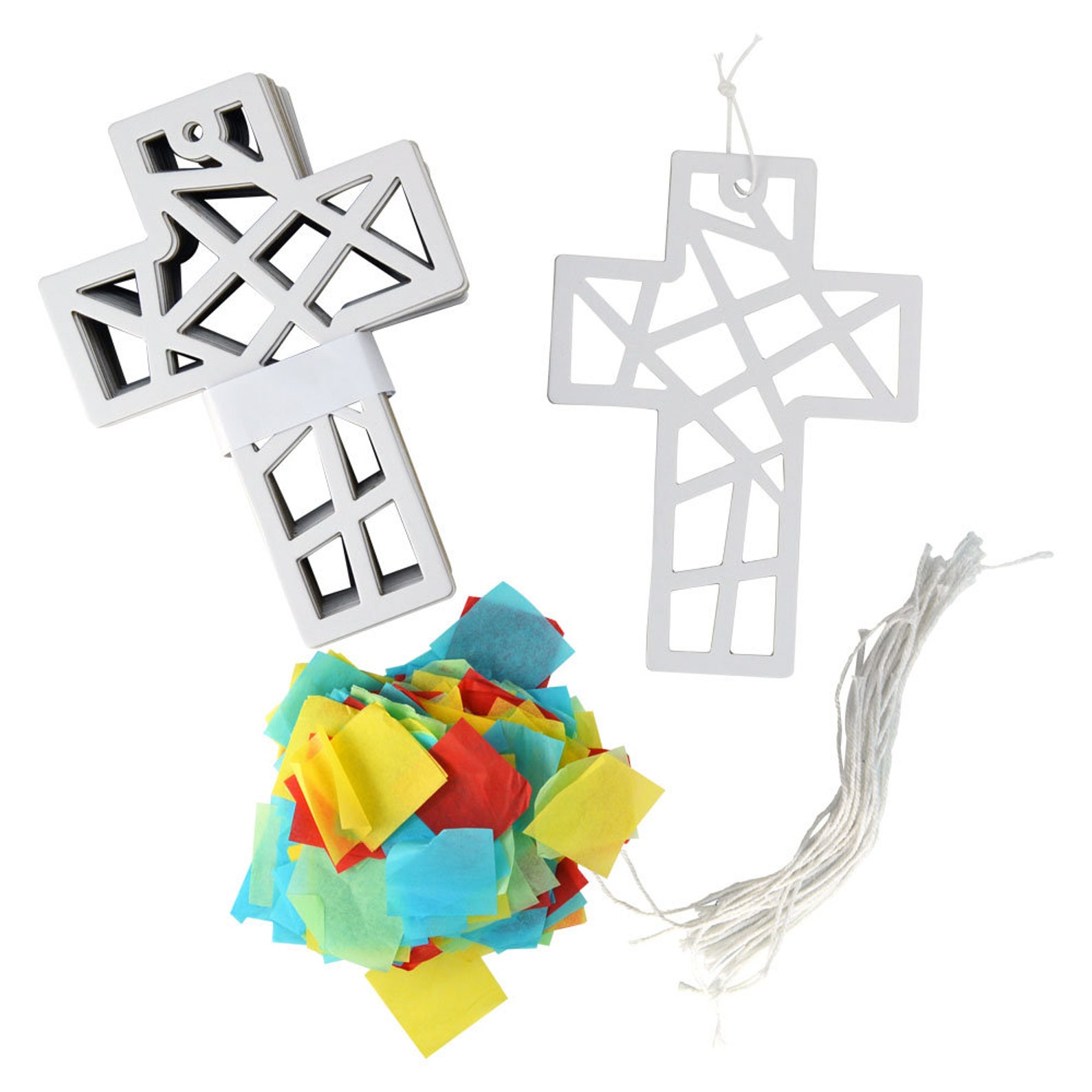 DIY Suncatcher Cross Craft With Tissue Paper and String Pack of 24 Etsy