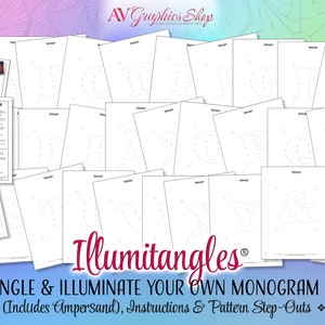 DIY Tangle Alphabet Monograms for Decoration & Illumination with Patterns to Create for Drawing and Coloring - Printable Instant Download