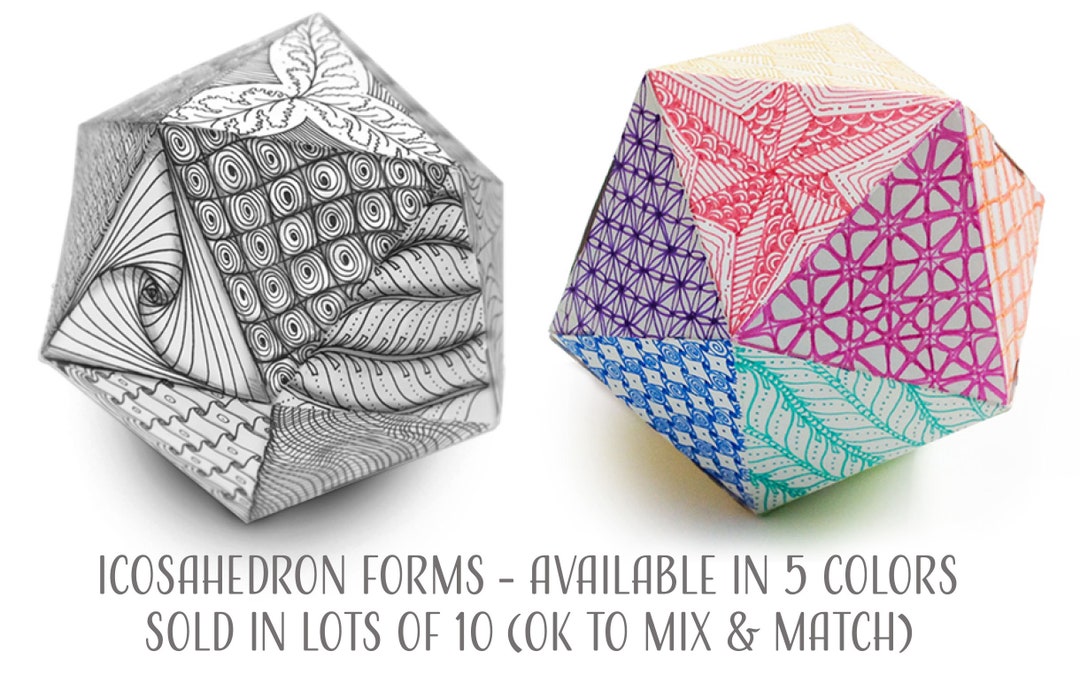 Die Cut Icosahedron Polyhedron Forms Perforated With Interlocking