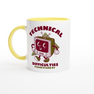 PERSONALISE - Retro TV, Technical Difficulties - White 11oz Ceramic Mug with Colour Inside