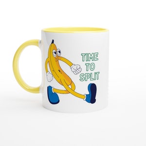 PERSONALISE - Banana, Time To Split - 11oz Ceramic Mug With Colour Inside