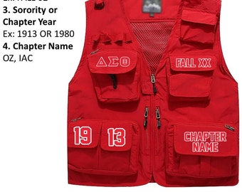 Delta Sigma Theta Custom D9 Greek Utility Fishing Vest for Homecoming, Greek Picnic, Yard Show, Stroll Off for D9 sororities