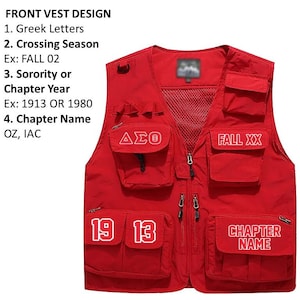 Delta Sigma Theta Custom D9 Greek Utility Fishing Vest for Homecoming, Greek Picnic, Yard Show, Stroll Off for D9 sororities