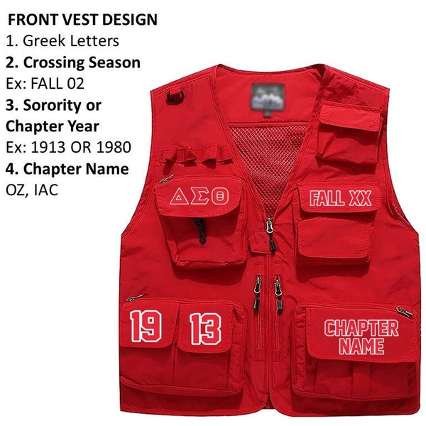 Delta Sigma Theta Custom D9 Greek Utility Fishing Vest for Homecoming, Greek Picnic, Yard Show, Stroll Off for D9 sororities