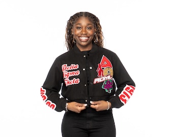 Black Graffiti Delta Sigma Theta Wool Crop Jacket