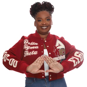 Crimson Graffi Delta Sigma Theta Wool Crop Jacket