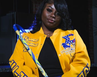 Yellow Gold Graffiti Sigma Gamma Rho Crop Jacket