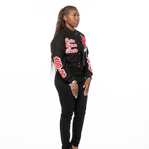 Black Graffiti Delta Sigma Theta Wool Crop Jacket image 2