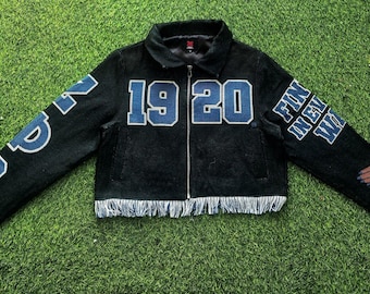 Black Zeta Phi Beta 1920 Tapestry Cropped Jacket