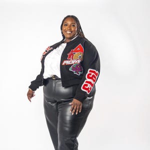 Black Graffiti Delta Sigma Theta Wool Crop Jacket