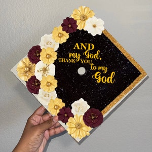 And my God, Thank you to my God Graduation Cap Topper includes Cap Shadow Box, Bible Verse Flower, Class of 2024 Grad Gift