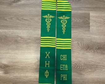 Chi Eta Phi Nursing Sorority Authentic Handwoven Kente Cloth Graduation Stole Class of 2025 includes Grad Stole Garment Care Bag