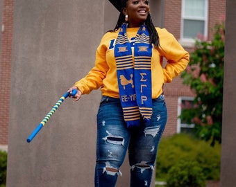 Sigma Gamma Rho Authentic Handwoven Kente Cloth Graduation Stole Class of 2025 includes Grad Stole Garment Care Bag