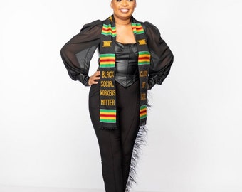 Black Social Workers Matter Class of 2026 Kente Cloth Graduation Stole