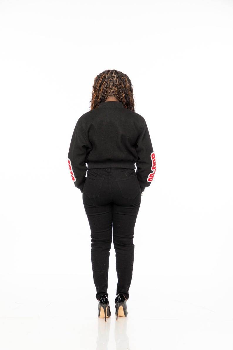 Black Graffiti Delta Sigma Theta Wool Crop Jacket image 4