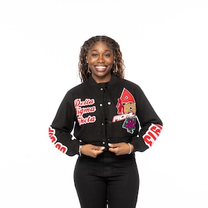 Black Graffiti Delta Sigma Theta Wool Crop Jacket image 1