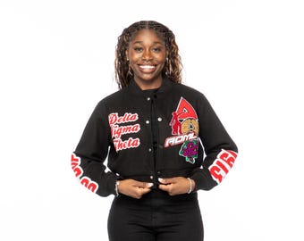 Black Graffiti Delta Sigma Theta Wool Crop Jacket