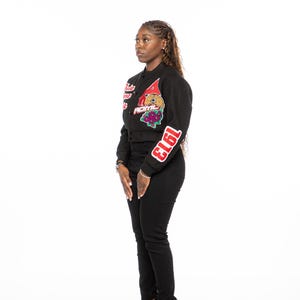 Black Graffiti Delta Sigma Theta Wool Crop Jacket image 3