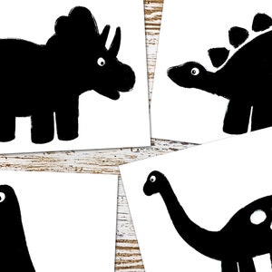 Dinosaur High Contrast Baby Cards, Printable Baby Art Cards, Visual Stimulation Cards, Black & White Newborn Monochrome Dino Stegosaurus