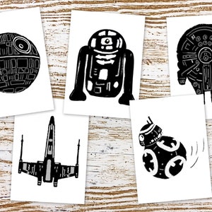 Star Wars High Contrast Baby Cards, Printable Baby Art Cards, Visual Stimulation Cards, Black & White Newborn Monochrome Geek Space R2D2 BB8