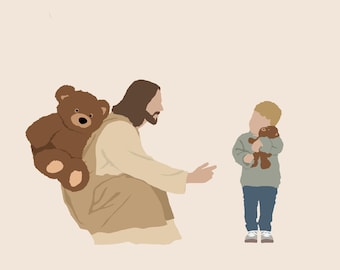 Dibujo de retrato de Jesucristo con el Niño