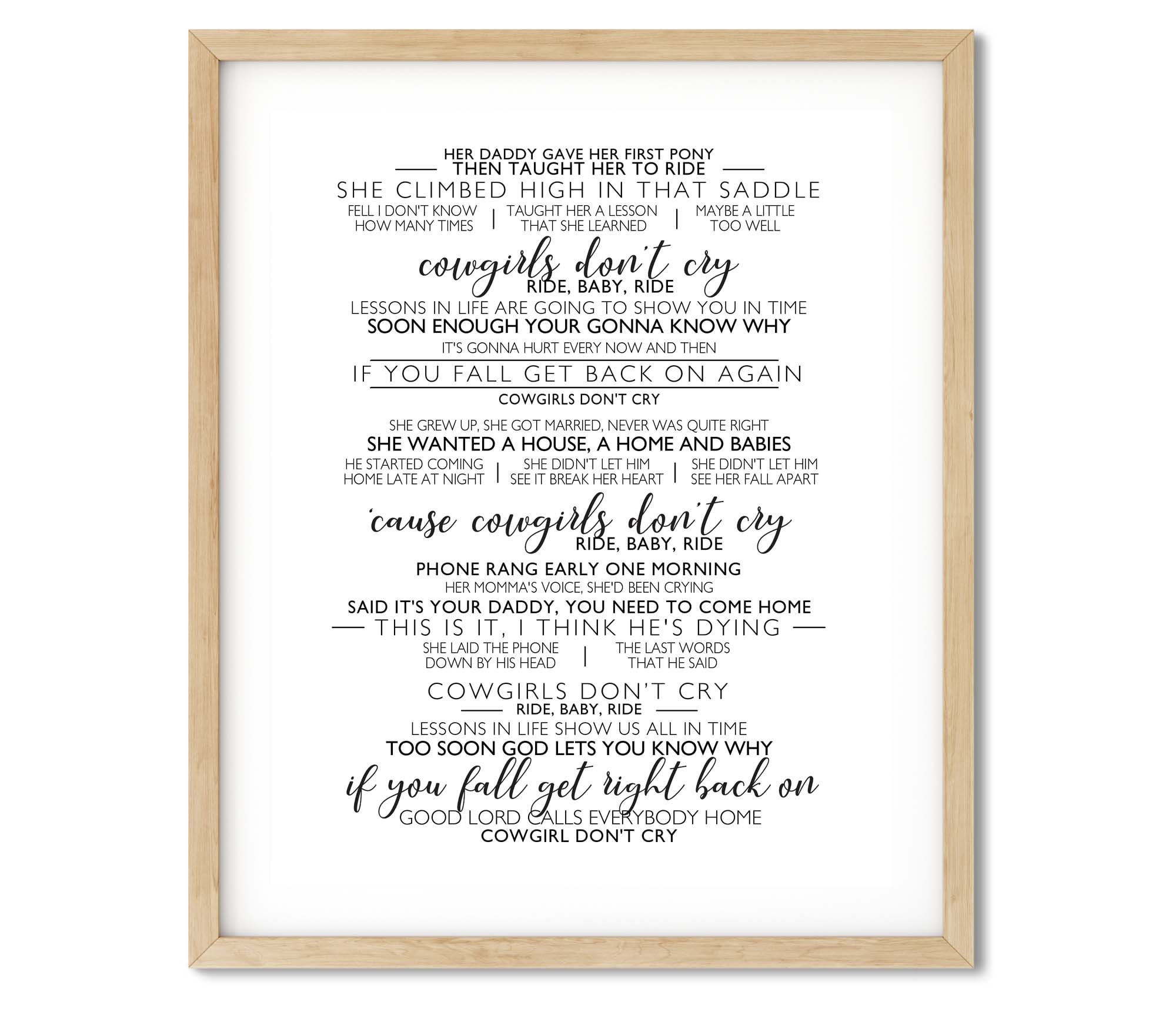 Cowgirls Don't Cry Brooks & Dunn, Digital Download, Song Lyrics Etsy