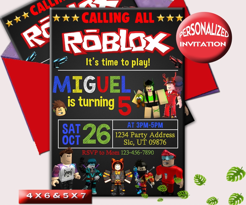 Roblox Invitation Roblox Birthday Party Roblox Birthday Invitation Personalized Digital File - 