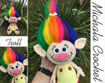 PATTERN crochet Troll, amigurumi troll, pdf tutorial troll