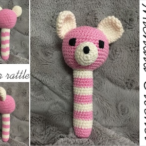 PATTERN crochet bear rattle, amigurumi teddy bear, pdf tutorial teddy bear rattle