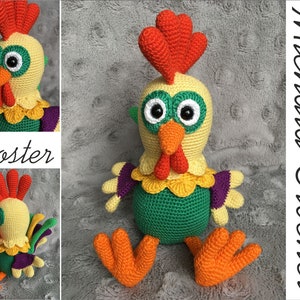 PATTERN Crochet Rooster, amigurumi rooster, pdf tutorial rooster